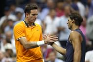 Juan Martin del Potro (L) and Rafael Nadal (R) at the 2018 US Open